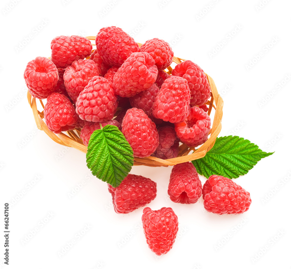 raspberries with leafs raspberries with leafs