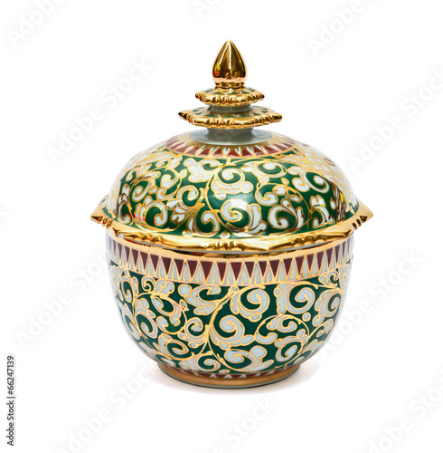 Benjarong porcelain on White background