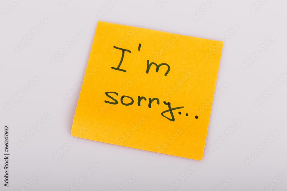 Sticky Note Message isolated on white - I am sorry Sticky Note Message isolated on white - I am sorry