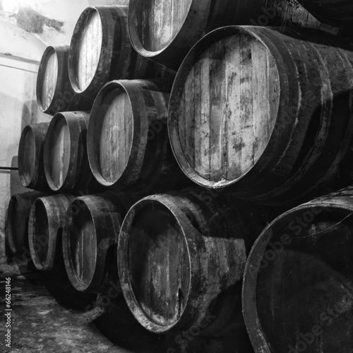 Wine barrels in black and white #66248146