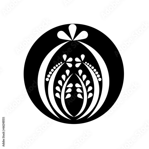 Black and white ornament on isolated background, vector
