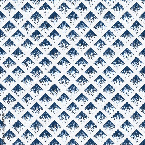 Indigo blue hand drawn seamless pattern