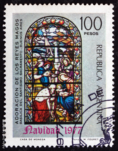 Postage stamp Argentina 1977 Adoration of the Kings, Christmas