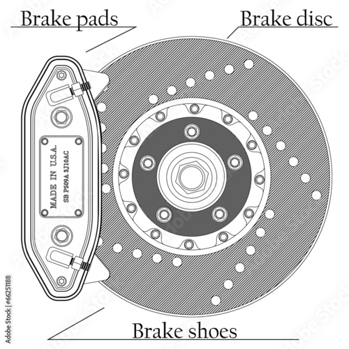 Brake disc with caliper