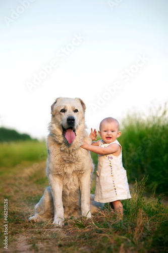 Маленькая девочка и большая собака