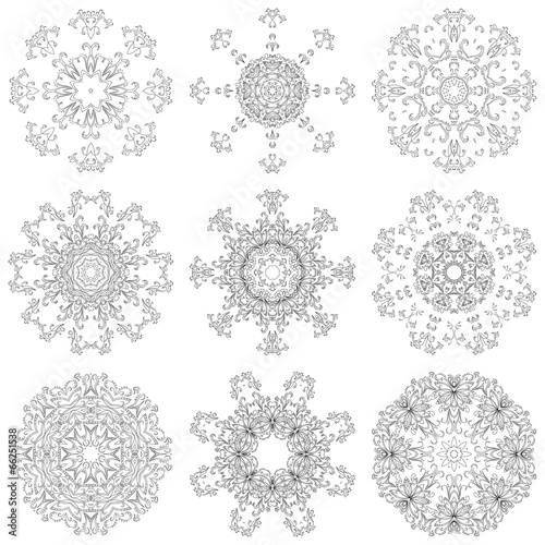 Set abstract floral patterns, contours