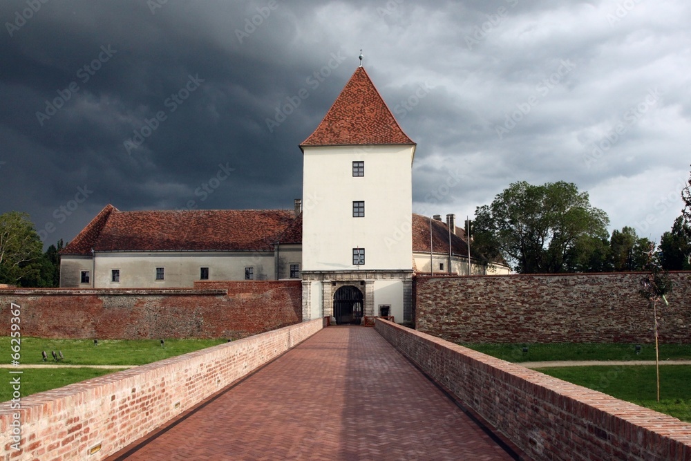 Castle in Sárvár (Sarvar), Hungary before the storm.