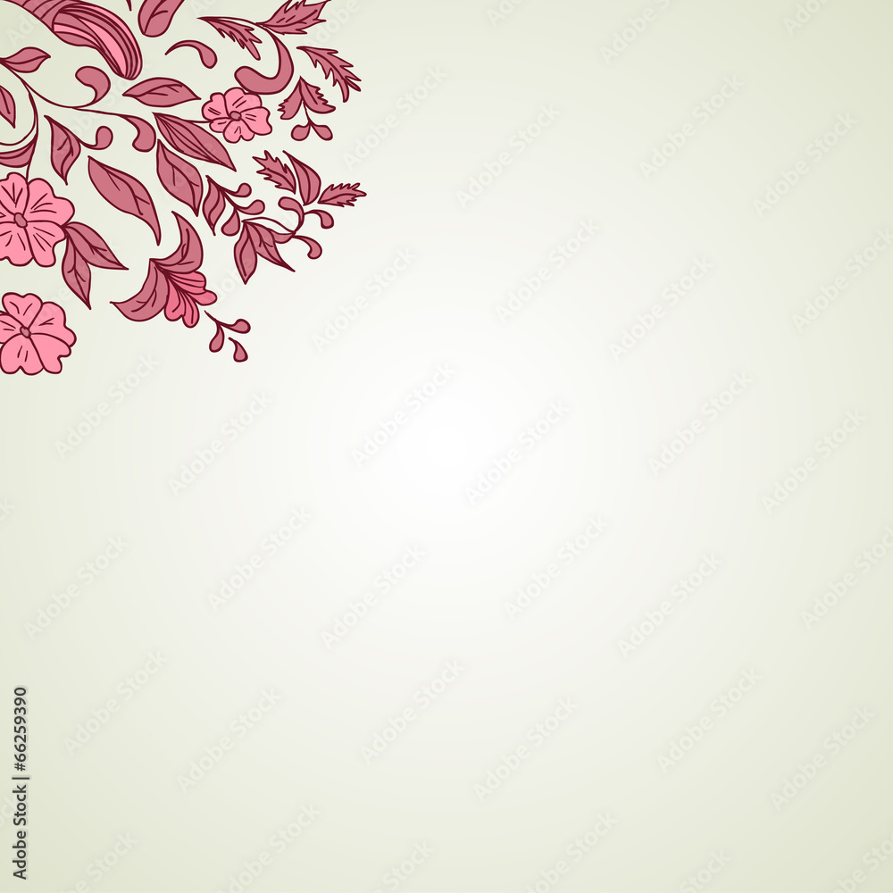 Obraz premium Hand drawn decorative vector background with flowers