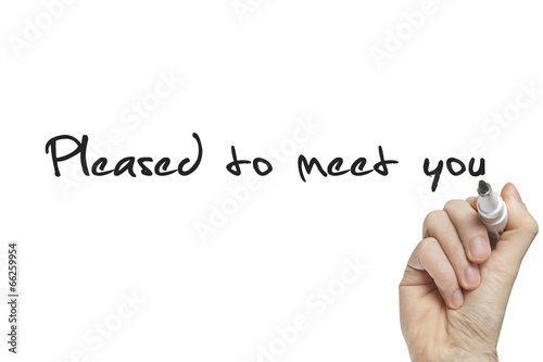 Hand writing pleased to meet you