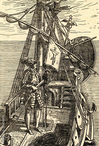 Obraz na płótnie Columbus on board of his ship w salonie