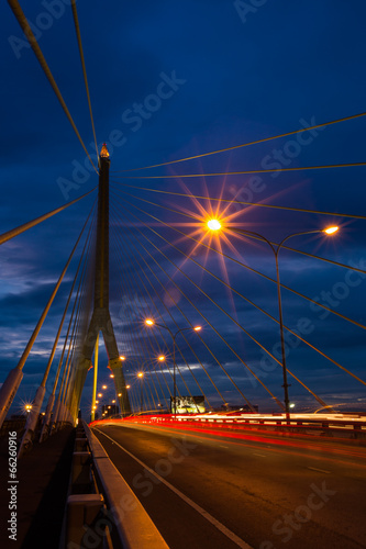 Rama8 Bridge in the twilight, Bangkok, Thailand