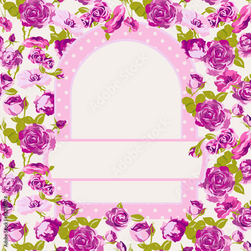 Vector floral greeting card with blossom roses