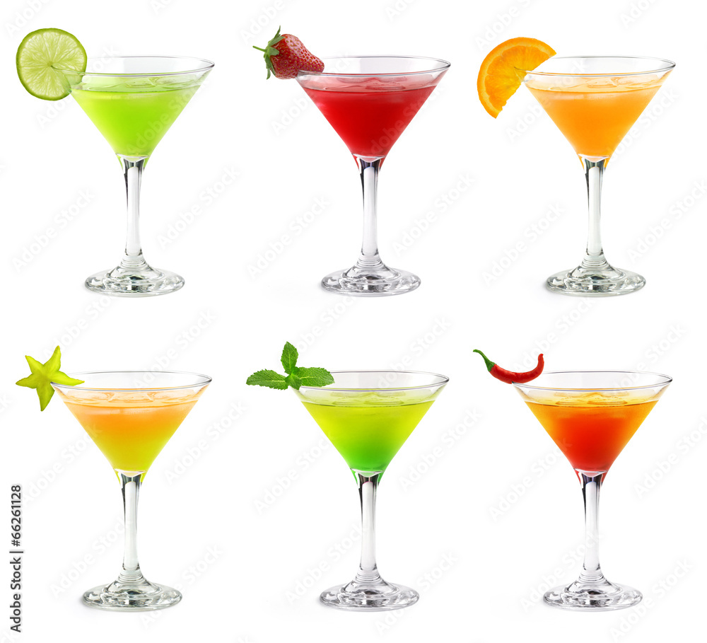 colorful martini cocktails