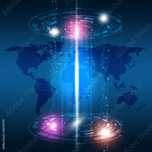 Global Concept Technology Interface Blue Background © alex_aldo