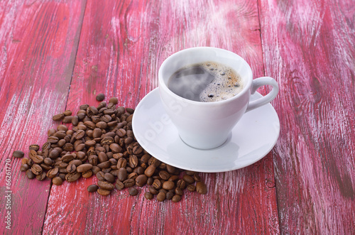 coffee cup with space on the wooden table