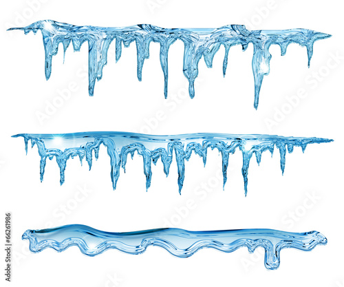 Fotografie, Obraz set of blue icicles