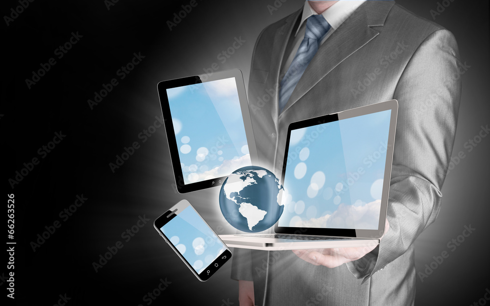 Technology in the hands of businessmen Technology in the hands of businessmen