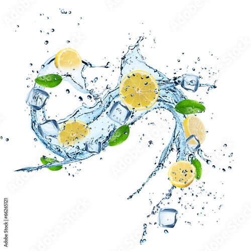 Lemon with water splash