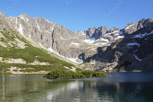 mountain lake and rocky mountains