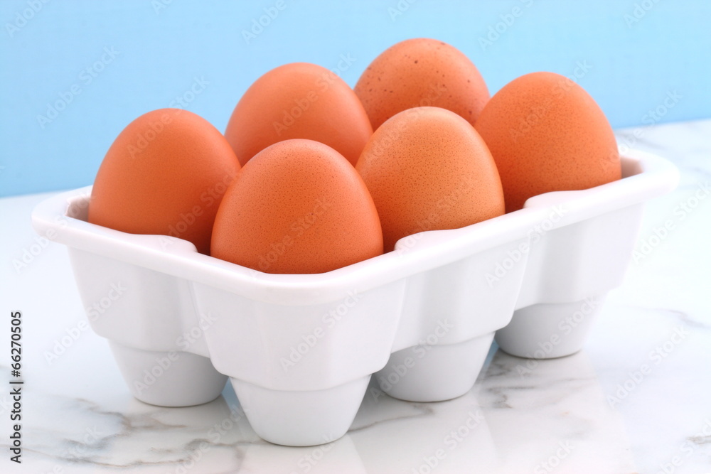 Fresh eggs on kitchen station