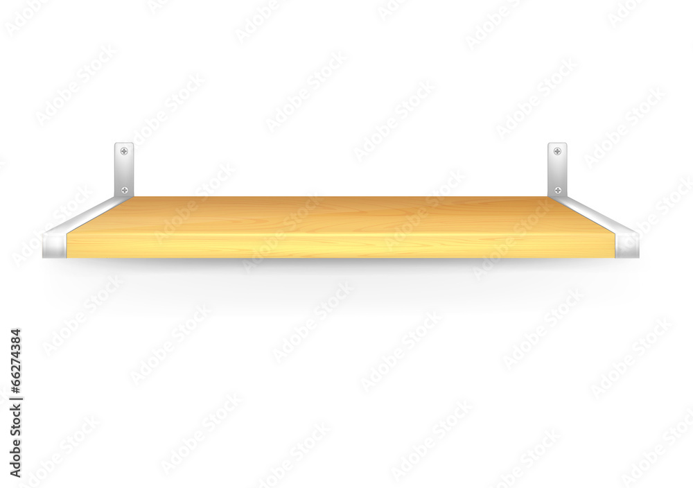 Isolated Realistic Vector Wooden Shelf Isolated Realistic Vector Wooden Shelf