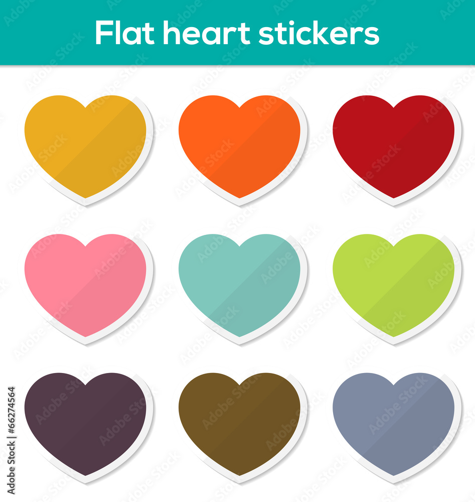 Flat heart stickers