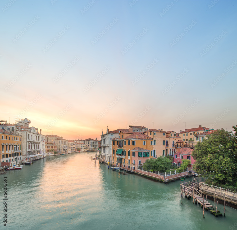 View to the grand canal and Academy in Venice