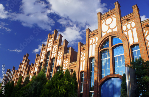 Pseudo-Gothic facade of a building in Poznan . photo