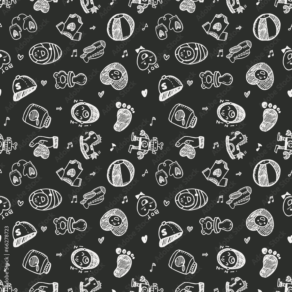 seamless doodle baby pattern background