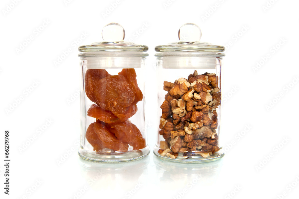 dried fruits and nuts in a glass jar dried fruits and nuts in a glass jar