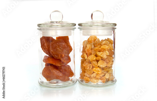 dried fruits and nuts in a glass  jar
