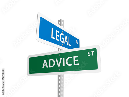 LEGAL ADVICE Street sign (justice lawyer law)