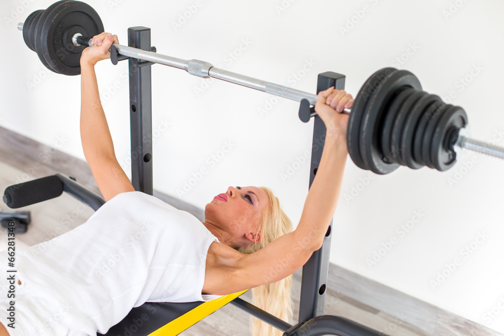 Fitness with young, blond woman Fitness with young, blond woman