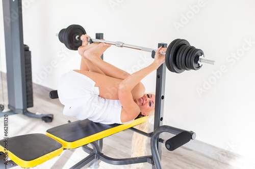 Fitness with young, blond woman