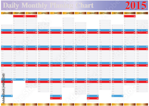 Daily Monthly Planing Chart Year 2015