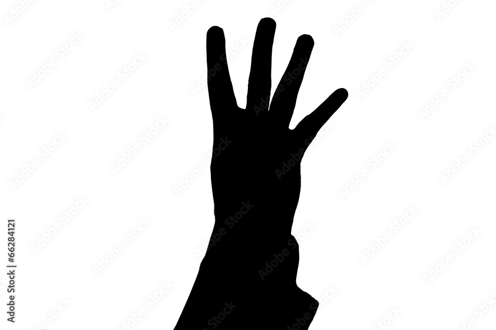 Obraz premium man's hand showing four black