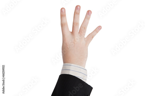 male hand showing four fingers