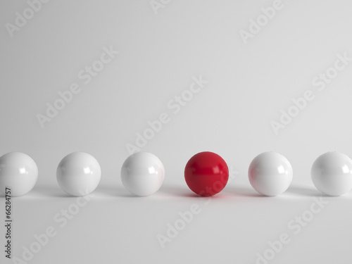 Canvas-taulu Several white ballls and one red