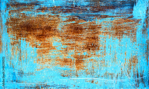 Old rusty metal texture painted with blue paint