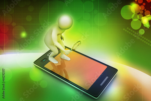 Wallpaper Mural 3d man analysing the tablet through magnifier Torontodigital.ca