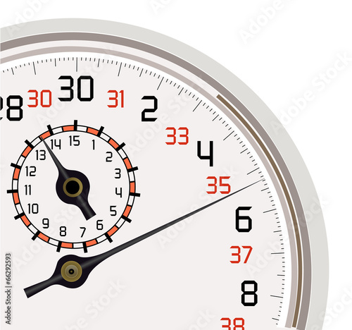 Vector format of analog stopwatch quarter cut out