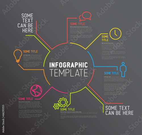 Dark Infographic report template made from lines