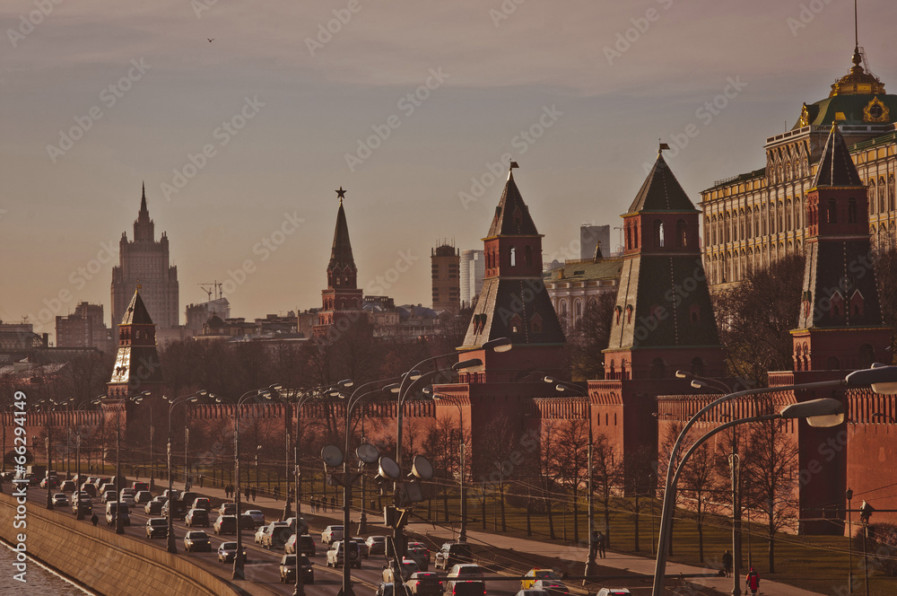Moscow's Kremlin view at sunset