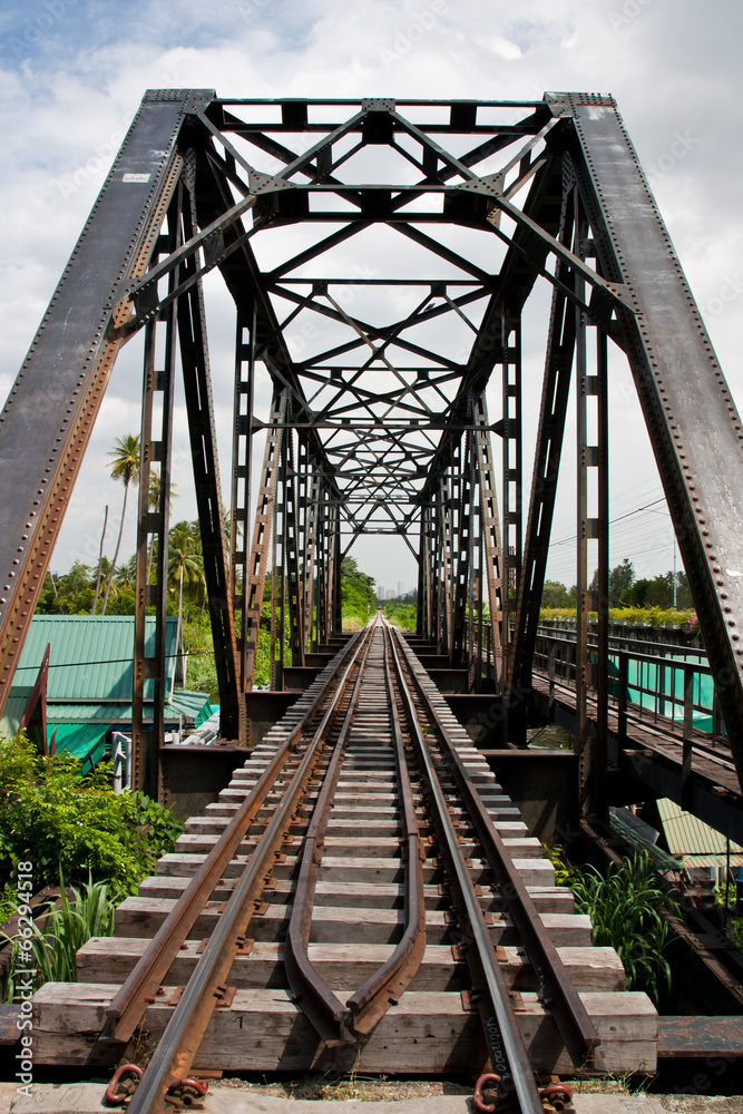 Metal rail road bridge