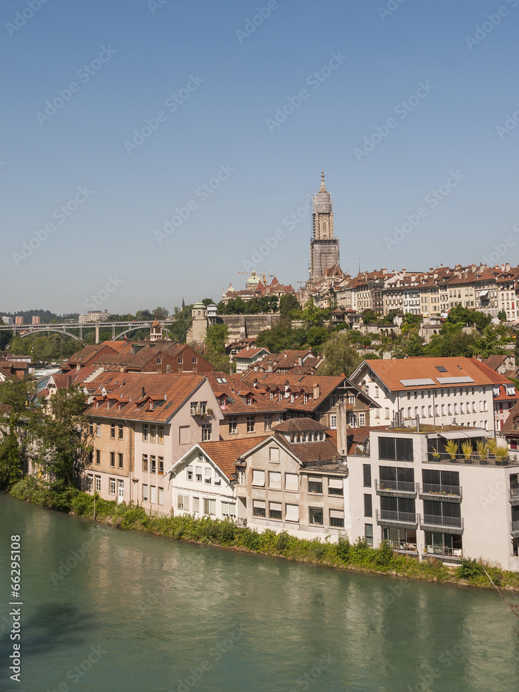 Bern, Altstadt, Münster, Kirche, Aare, Sommer, Schweiz