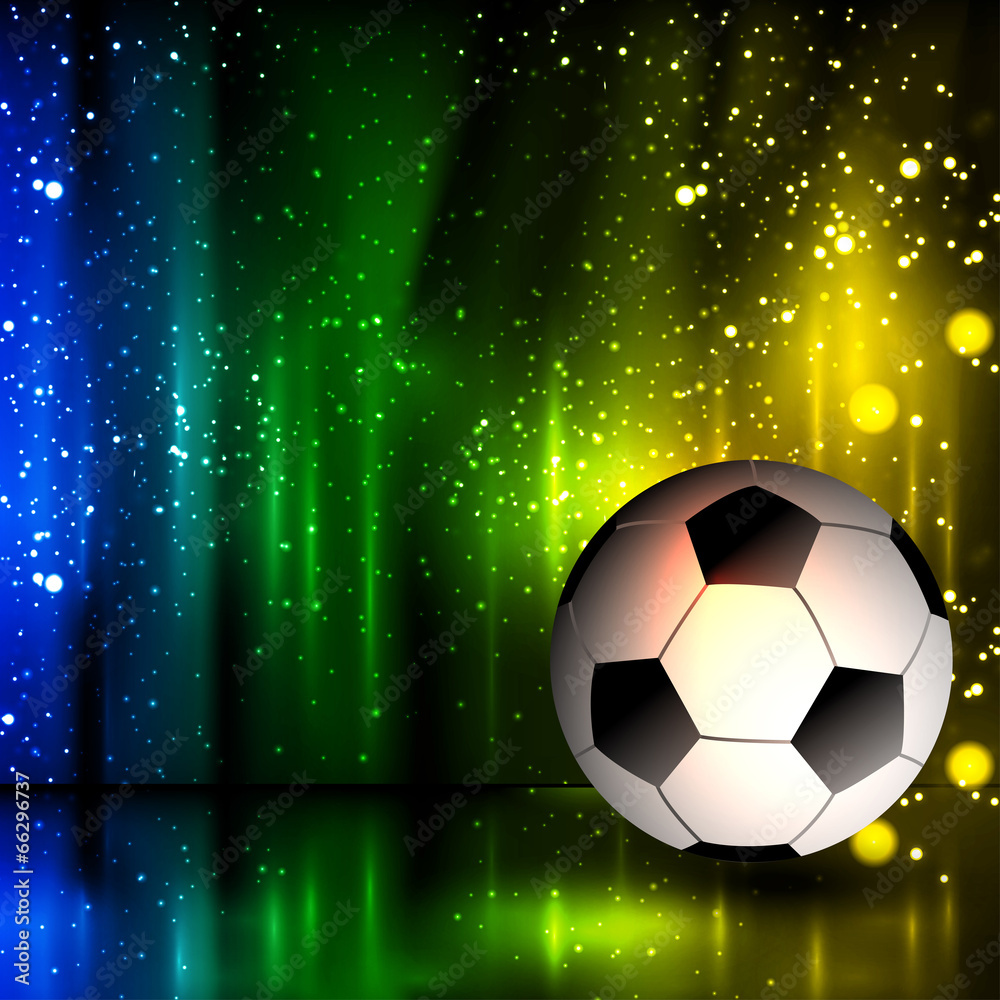 Fototapeta premium Spotlight football glitters background with soccer ball