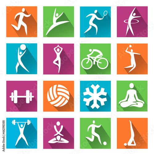Sport and fitness colorful icons