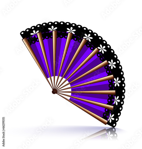 purple fan with black lace