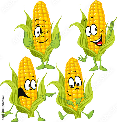 sweet corn cartoon with hands