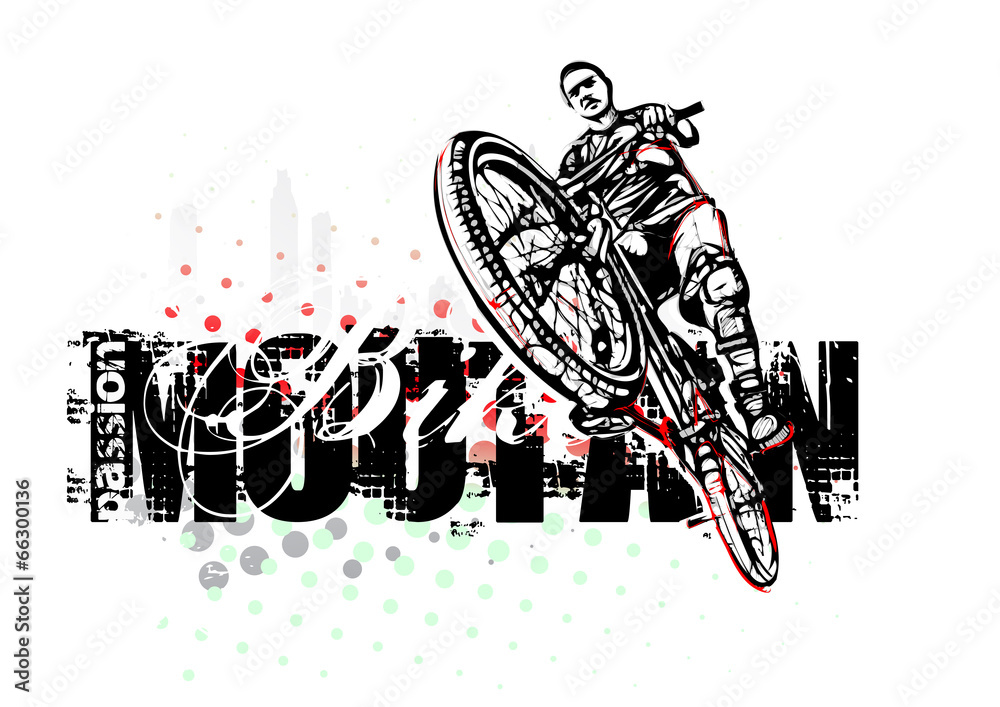 Obraz premium jumping boy on mountain bike